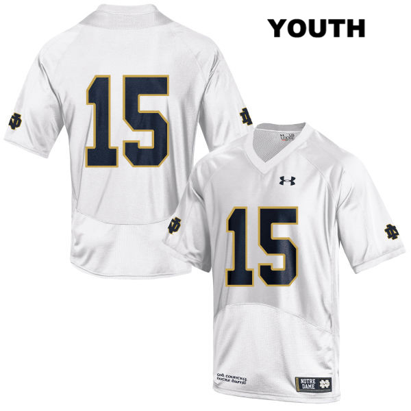 Youth NCAA Notre Dame Fighting Irish #15 D.J. Morgan Stitched College Under Armour Authentic White No Name Football Jersey NK10C74VR